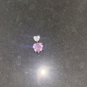 Double heart dangle slider pendant sterling silver .925 stamped